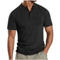 thumbnail image 2 of FAIWAD Men's Short Sleeve Shirts Button Casual Slim Mock Neck Basic Tees Summer Solid Color Workout Tops, 2 of 7