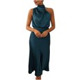 thumbnail image 2 of EGNMCR Robes de Fête pour Femmes Mode Femmes Été Décontracté Col Rond Uni Sans Manches Gilet Robe Longue, 2 of 7