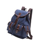 Bunblic Canvas Backpack Casual Daypack Aesthetic Backpack College Student Bookbag Bagpack Adjustable Strap Hiking Bag School Backpack Dark Blue