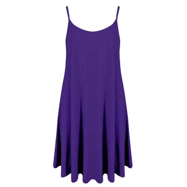 DYMADE Women Solid Color Spaghetti Strap Casual Loose Swing Sleeveless Summer Vest Dress