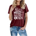 thumbnail image 4 of RKSTN Hauts pour Femmes Saint-Valentin Cœur d'Amour Lettres Imprimées Mode Blouse Confortable Hauts Tempérament Couleur Unie Col Rond Manches Courtes Hauts, 4 of 5