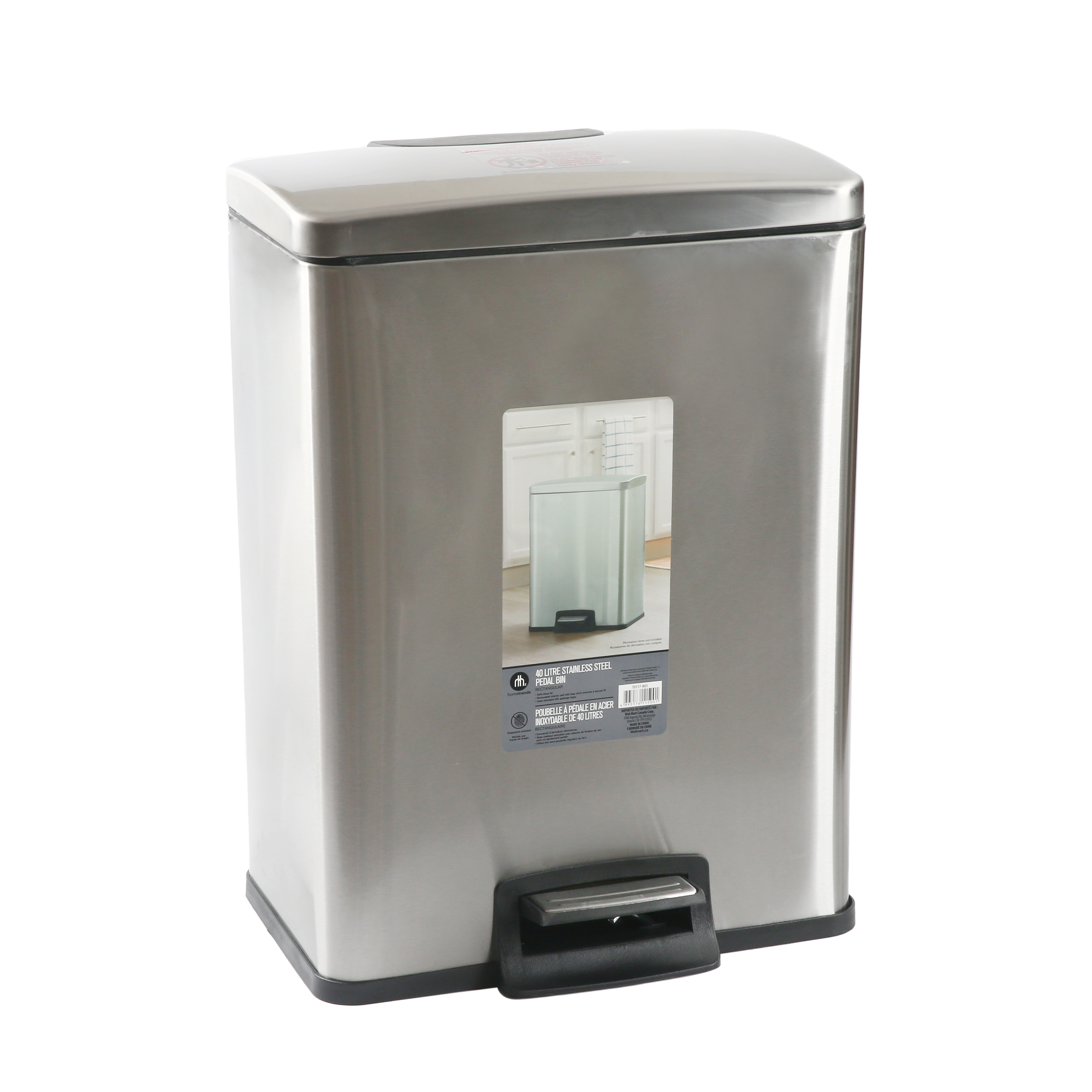 Poubelle à pédale en acier inoxydable Hometrends de 40 litres
