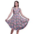 thumbnail image 1 of Bimba Robe d'Été Sans Manches à Col Rond pour Femmes, Imprimée Florale Oeillet Violet et Marguerite, Tenue Décontractée-Xxx-Grand, 1 of 6