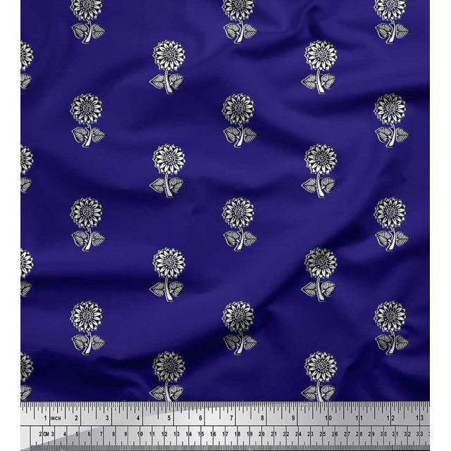Soimoi Rayon Crepe Fabric Floral Block Fabric Prints by Yard 46 Inch Wide