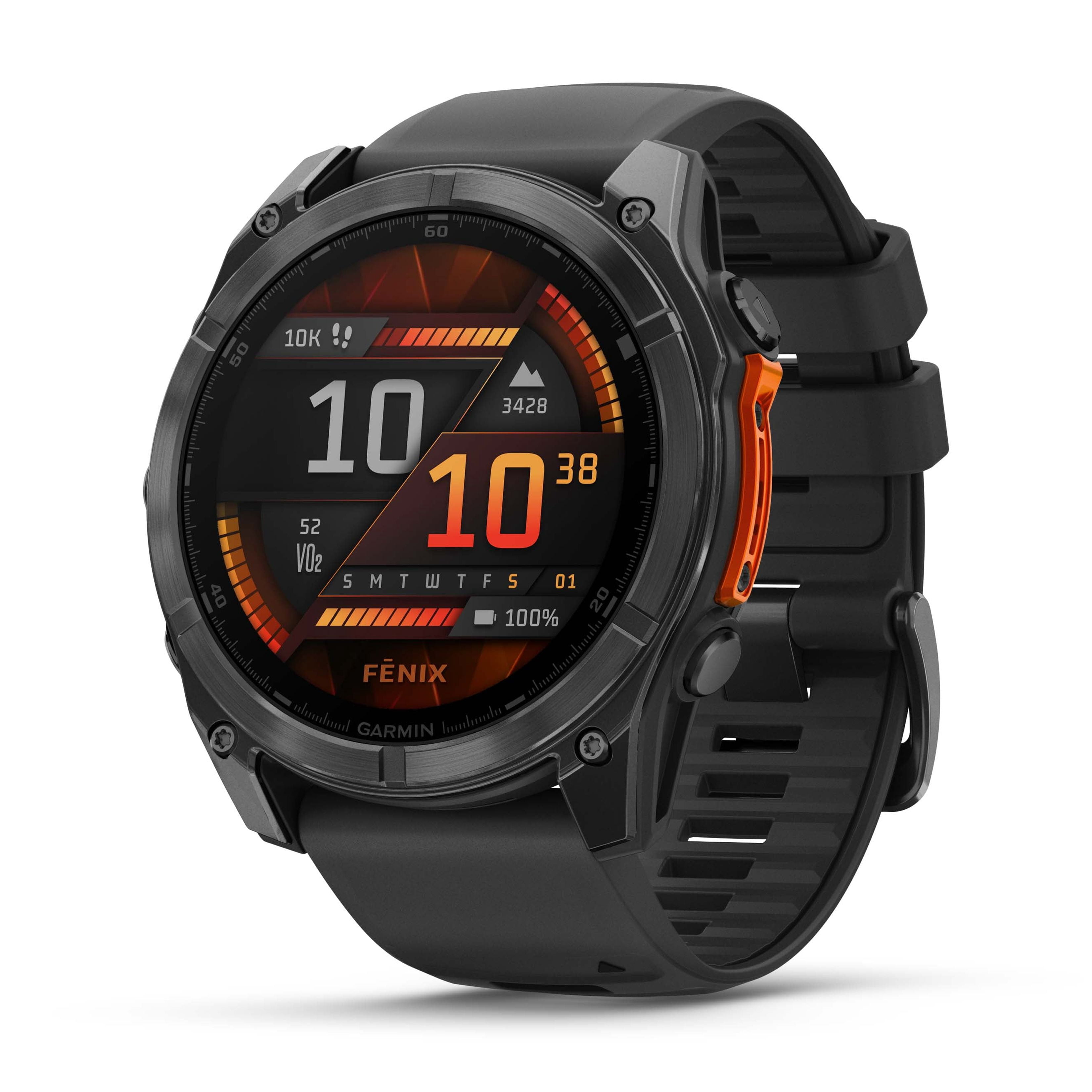 Montre intelligente GPS Garmin fēnix® 8 à écran AMOLED - 51 mm - Lunette gris ardoise avec bracelet en silicone noir