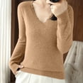 thumbnail image 1 of EGNMCR Chandail à Col Rond Mode Femme Décontracté Col Semi-Montant Couleur Unie Ample Base Tricoté Chandail Femme Blouse Polyester, 1 of 4