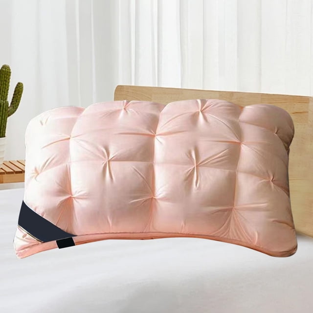 Velvet Twirl Pillow with Breathable All-Cotton Cover, Premium Support Pillow Core Washable Design, Hypoallergenic Bed Pillow for Side Back Sleepers Multiple Colors Heights, Beige
