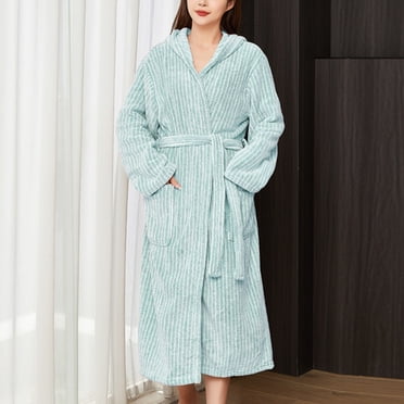 LSLJS Long Peignoir de Bain pour Femmes en Molleton Peluche Doux Peignoir Nuisette Pyjama pour Dames Tenue de Nuit Robe de Chambre