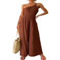 thumbnail image 1 of Women Romper Sleeveless Off-Shoulder Neck Wide-Leg Trousers, 1 of 2