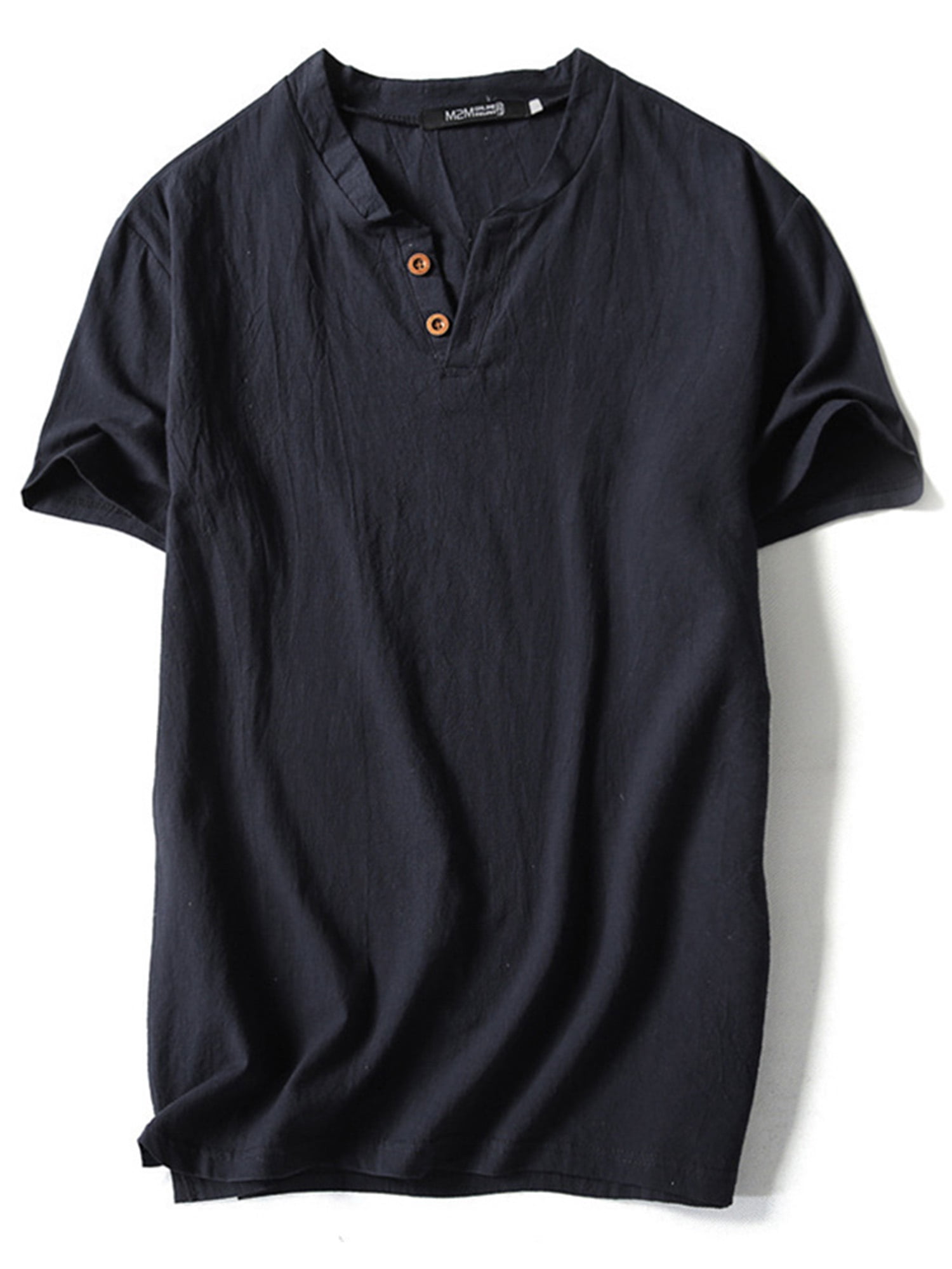 Innerwin T-Shirt Style Rétro T-Shirts pour Hommes Été Couleur Unie Hauts Simples Noir-2 2TG