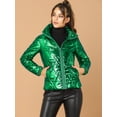 thumbnail image 3 of INSPIRE CHIC Veste Matelassée Courte Métallisée à Fermeture Éclair Holographique pour Femme, 3 of 6
