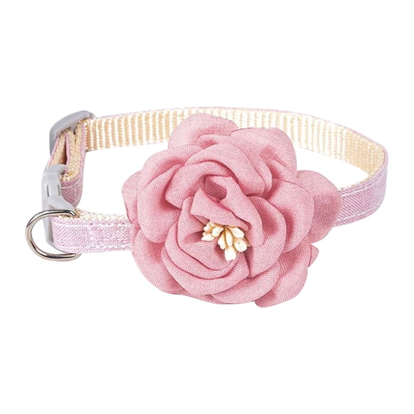 Gentleman Cat Camellia Pattern Adjustable Breakaway Buckle Pet Collar for Feline Supplies, 30 cm, Pink