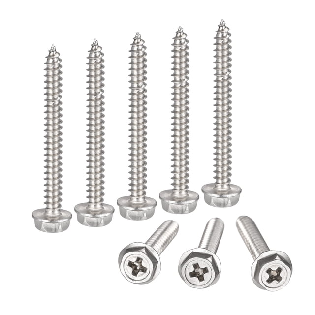 Unique Bargains Rondelle Hexagonale Phillips en Acier Inoxydable 304 M4 x 40 mm à Vis Autotaraudeuses, Lot de 25