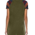 thumbnail image 3 of ziyahi T-Shirt pour Femmes à Manches Courtes, Col Rond, Haut à Rayures avec Poche, T-Shirt, Vert, G, 3 of 5