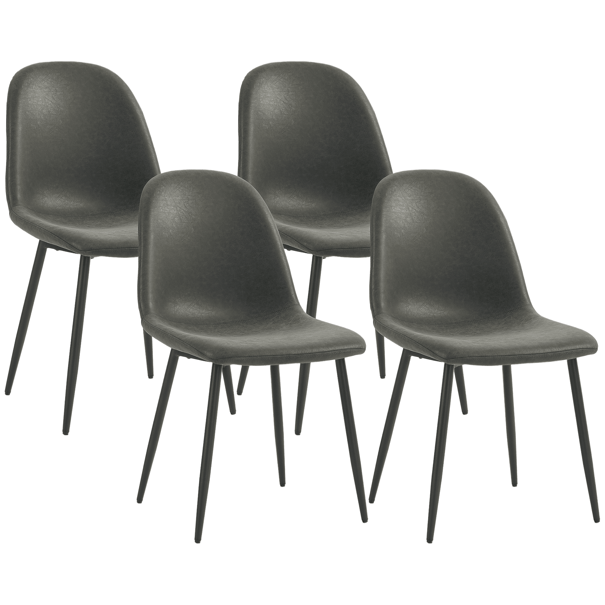 HOMCOM Ensemble de 4 Chaises de Salle à Manger Rétro avec Revêtement en Cuir PU, Cadre en Acier