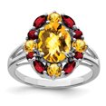 thumbnail image 1 of Bague en Argent Sterling 925 Rhodium Citrine et Grenat, 1 of 2