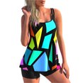 thumbnail image 1 of Wangsaura Maillot de Bain Femme + Short, Imprimé Géométrique/arc-en-Ciel/papillon, 1 of 8