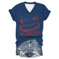 thumbnail image 1 of TSADFHJI Hauts Pailletés Femme Noir T-Shirt Femme Col Rond à Lettres Imprimées Manches Courtes Col Rond T-Shirt Haut TTG Marine, 1 of 3