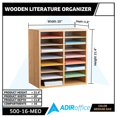 thumbnail image 5 of AdirOffice Wood Adjustable 16 Compartment Literature Organizer, Medium Oak, 5 of 5