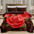 thumbnail image 1 of JML Couverture en Molleton Doux pour Lit Grand 75"x87 Pouces 5 Lb, Couverture Raschel 2 Plis Brun à Motif Floral, 1 of 7