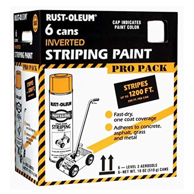 Rust-Oleum P2593849 Professional Striping Spray Paint Contractor Pack, 18 oz, White, 6 Pack