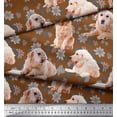 thumbnail image 3 of Soimoi Modal Satin Fabric Floral,Book & Golden Retriever Dog Printed Fabric 1 Yard 42 Inch Wide, 3 of 3