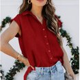 thumbnail image 3 of Blouses à Manches Courtes pour Femmes Blouse d'Été Décontractée à Manches Courtes pour Femmes Bouton Couleur Unie Col Rabattu T-Shirt Hauts T-Shirts d'Été pour Femmes Hauts à Manches Courtes, 3 of 7
