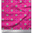 thumbnail image 1 of Soimoi Pink polyester Crepe Fabric Mandala Geometric Print Sewing Fabric Yard 52 Inch Wide, 1 of 5