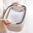 thumbnail image 1 of Meitianfacai Thickened Imitation Rattan Basket Plastic Toy Snack Storage Basket with Handle Storage Basket Dirty Clothes Basket Clothing Desktop Storage Box(Beige), 1 of 6