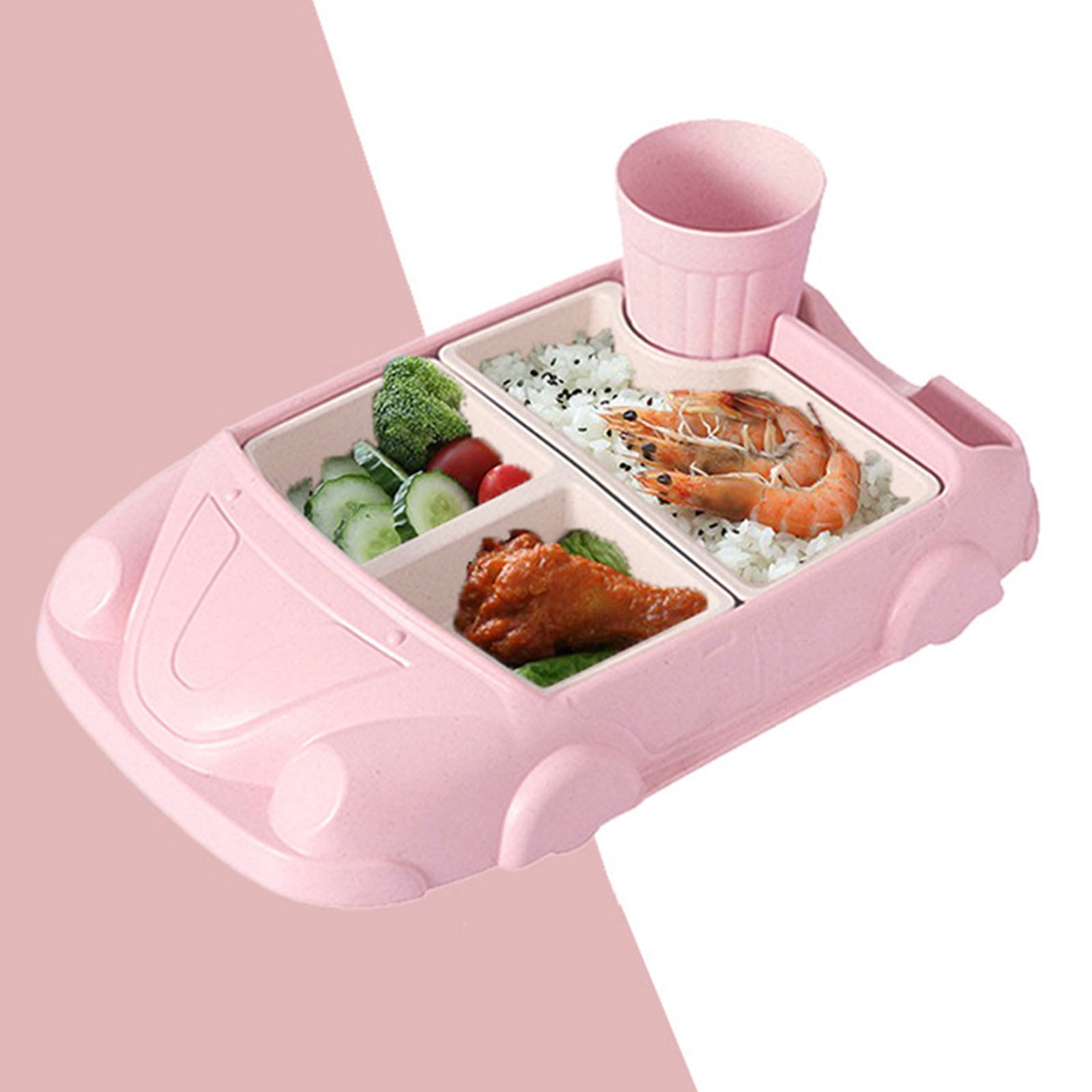 Tableware Set for Kitchen and Dining Table – Car Shaped Dinner Tray with Separate Plates Cutlery Water Cup Fiber Ideal for Boys and Girls Easy Cleaning Durable Design