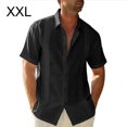 thumbnail image 4 of Wweixi Men's Button Down Shirt Boys Summer Pool Party Beach Walking Solid Color Simple Design Tops Daily Working Clothes Black XXL, 4 of 5