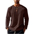 thumbnail image 3 of zbxnLI Mens Linen Shirts Drawstring V Neck Long Sleeve Shirt Lightweight Spring Fall Long Sleeve T-Shirts, 3 of 8