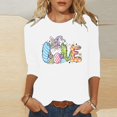 thumbnail image 1 of Xihbxyly Hauts Grande Taille pour Femmes Manches 3/4 T-shirt Imprimé Col Rond de Pâques Manches 3/4 Chandail Col Rond Cadeau de Vacances, 1 of 5
