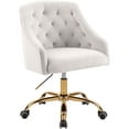 thumbnail image 2 of Meridian Furniture Arden Swivel Adjustable Cream Velvet and Gold Office Chair, 2 of 10