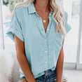 thumbnail image 1 of zanvin Womens Tops, Summer Fashion Woman Causal Button Solid Blouse Short Sleeve T-Shirt Summer Tops, 1 of 4