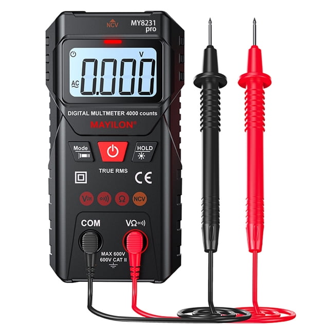 MAYILON Digital Multimeter Multi Tester with NCV Non-Contact Voltage Detection TRMS 4000 Counts Automatic/Manual Measurement Mode Backlit LCD Display Data Hold Function Measure AC DC Voltage