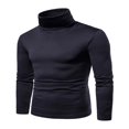 thumbnail image 3 of Chandail à Col Roulé pour Homme, Décontracté, Basique, Coupe Ajustée, Léger, Manches Longues, T-Shirt, Gris Foncé, TTG, 3 of 5