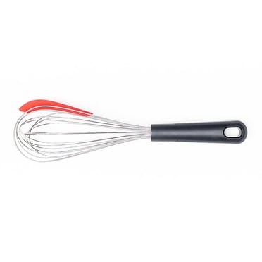 Mainstays 12" Stainless Steel Whisk with Scraper, Red and Black