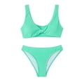 thumbnail image 4 of Penkiiy Women Triangle Halter Thong Bikini Set Ruffle Sexy String Two Piece Swimsuit Bathing Swimwear XL Green, 4 of 4
