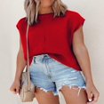 thumbnail image 3 of Women Solid Color Sweater Vests Crew Neck Cap Sleeve Loose Pullovers, 3 of 5