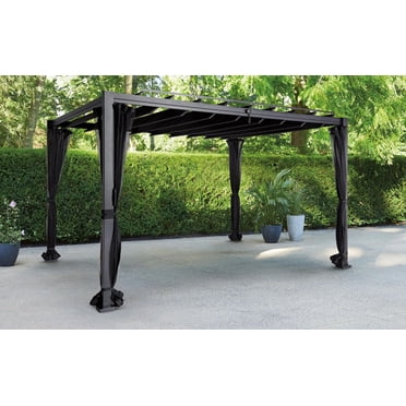 HOMETRENDS 8 ft. x 10 ft. Steel & Aluminum Louvered Pergola, Black