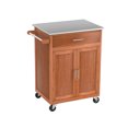 thumbnail image 1 of Costway Wood Kitchen Trolley Cart Stainless Steel Top Rolling Storage Cabinet Island, 1 of 1