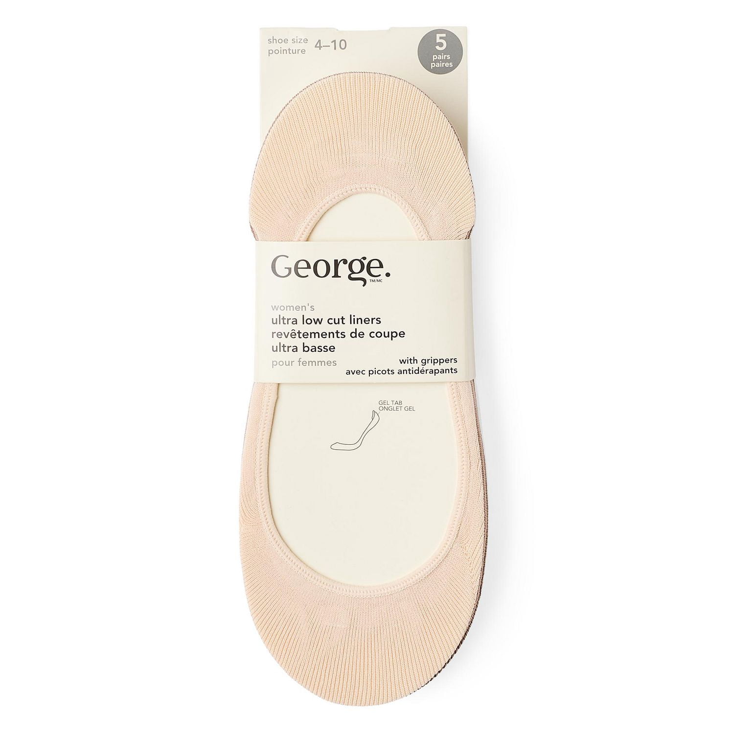 Lot de 5 paires de socquettes de coupe ultra-basse George pour femmes