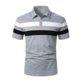 thumbnail image 3 of Shirts for Men, Mens Patchwork Fallow Button Round Neck Sports Short Sleeve Shirt, 3 of 5