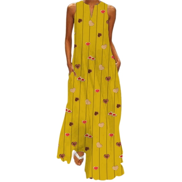 Innerwin Longues Robes Maxi à Imprimé Floral pour Femmes, Robe d'Été de Plage, Vacances, Sans Manches, Style Hawaïen, Robe Débardeur, Style P S