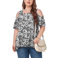 thumbnail image 2 of CHUANK Women‘s Plus Size Cold Shoulder Tunic Top Summer Short Sleeve Blouse, 2 of 7