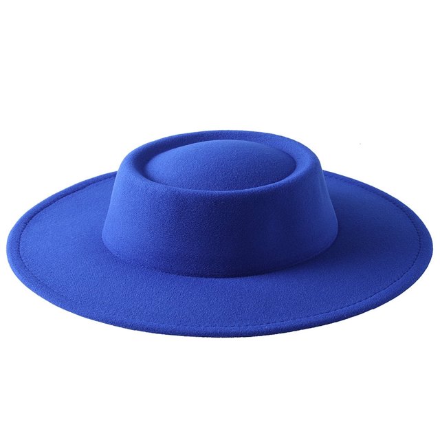 Female Hat Solid Color Flat-Top Cap Blower Hat Woolen Cap Fedoras