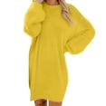 thumbnail image 1 of 2025 Robe Chandail pour Femmes Femmes Chandail d'Hiver Tricot Été Robes Longueur Genou Col Roulé Chaud Manches Longues Robe Chandail Poche, 1 of 7