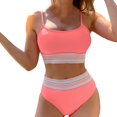 thumbnail image 1 of KIHOUT Bikini Sets Two Piece Sports Swimsuit for Women Ladies Swimsuit Sexy High Waist Solid Color Panel Colorful Bikini Swimsuit Solid Color Backless Split Steel Support Swimsuit Set, 1 of 5