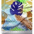 thumbnail image 1 of Soimoi Orange Modal Satin Fabric Tropical Leaves Print Fabric by Yard 42 Inch Wide, 1 of 5